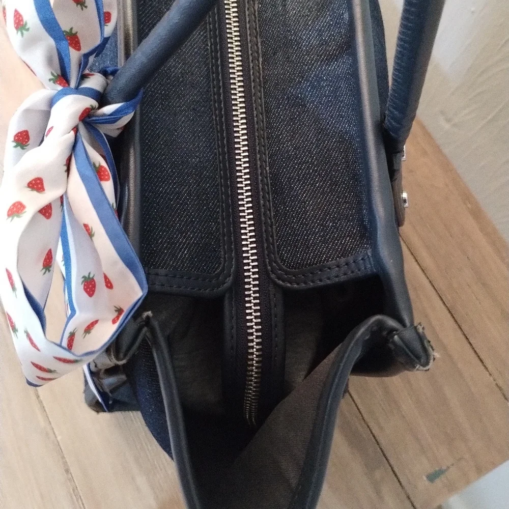 Kate Spade Ella Large Monogram Midnight Blue Denim Tote Bag - Picture 8 of 16